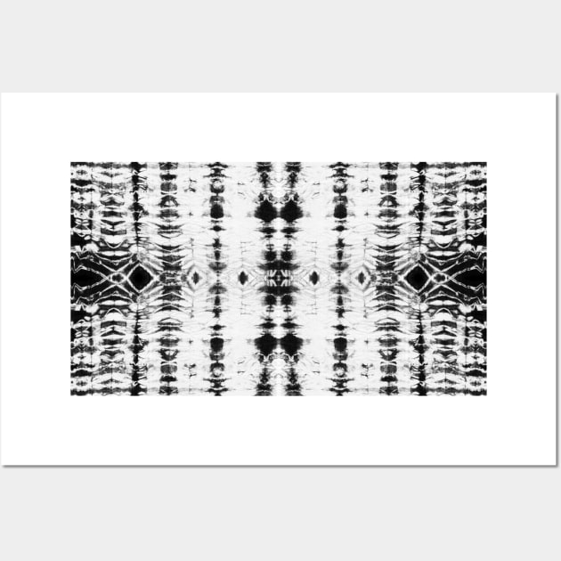 Shibori tiedye black & white vertical stripes Wall Art by marufemia